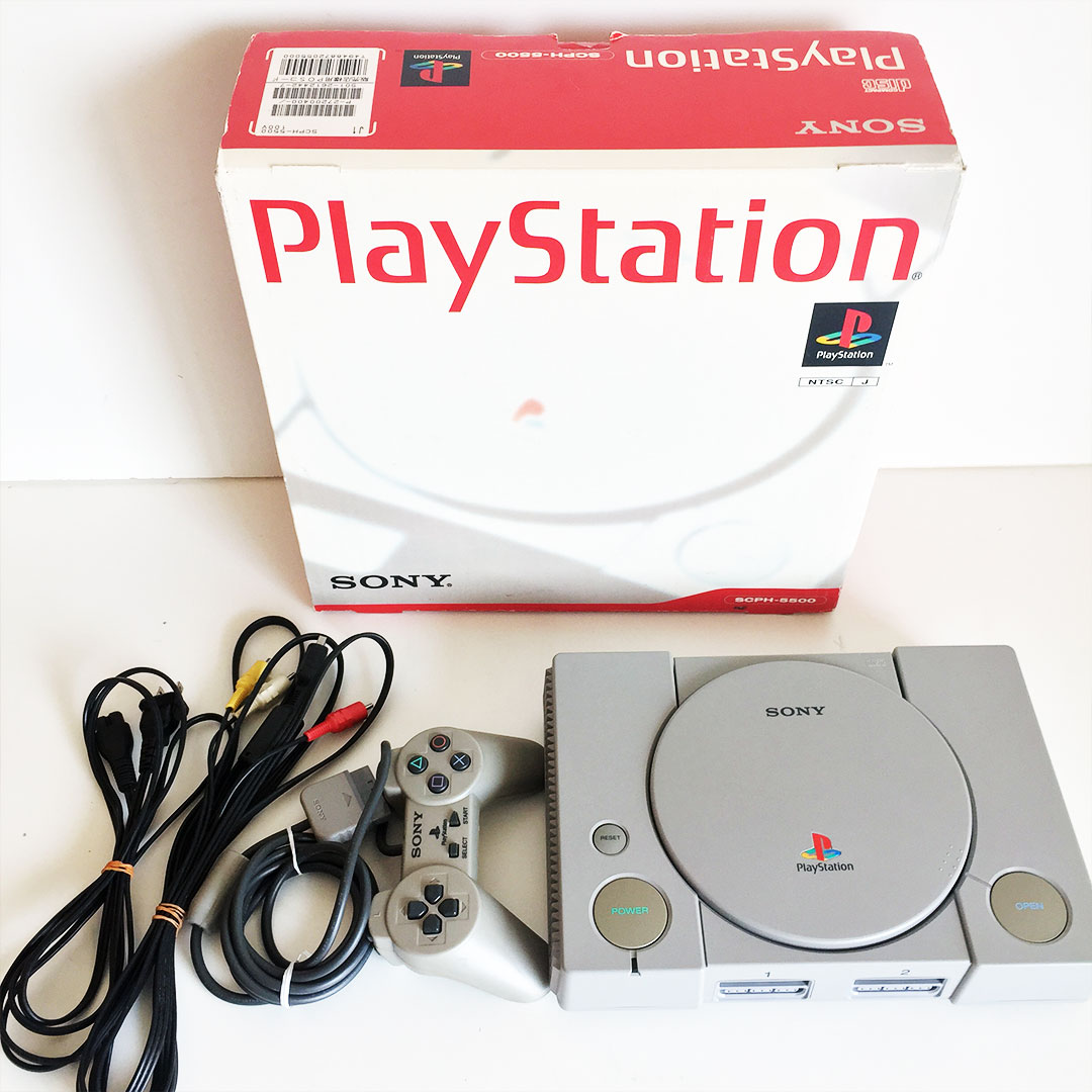 Sony PlayStation 1 PS1 Gray Game Console Full Set Japanese Version